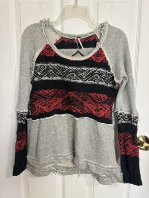 Free People Snow Angel Sweater XS Fair Isle Angora Blend Distressed Boho thumbnail 1
