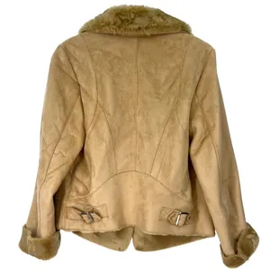 Chico’s | S | Shearling Jacket Faux Suede Faux Fur Camel Coat Moto Women's 4 thumbnail 5