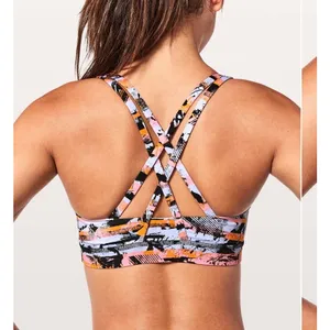 Lululemon‎ Energy Bra High Neck Shatter Weave Desert Teal Multi Size 6 Orange thumbnail 7