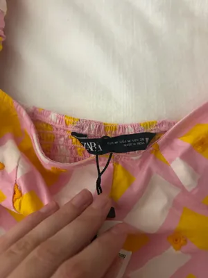 ZARA Yellow Pink Puff Print Sleeve Bodysuit thumbnail 6