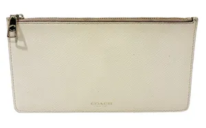 Coach Cream Leather Top Zip Clutch Wallet Pouch thumbnail 1
