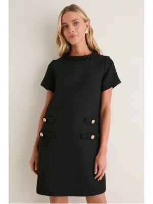 Tuckernuck Black Tweed Braided Jackie Mini Dress S Business Career Prep Academia thumbnail 2