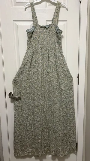 *Sim & Sam Sage Green Smocked Sleeveless Ditsy Floral Maxi Dress thumbnail 1