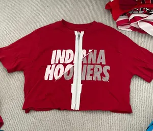 Urban Outfitters Urban Tailgaters Indiana University Zip Up Crop Tee thumbnail 1