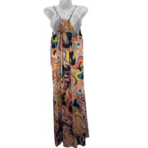 Nicole Miller New York‎ Abstract Swirl Print V-Neck Maxi Dress Multicolor M NWT thumbnail 8
