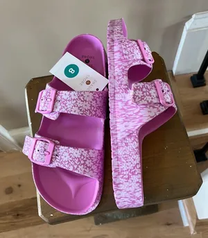 Sand & Shore Sandals Beach Shoes Pink Floral Slides Womens 8 thumbnail 2