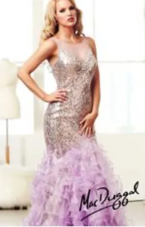 Mac Duggal Lavender Blingy‎ Ruffle Hem Prom Dress Size 6 thumbnail 1
