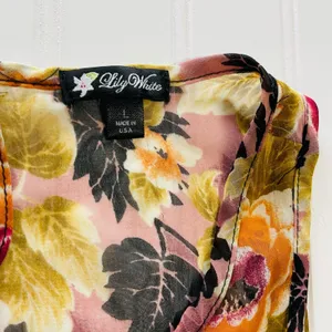 Lily White Womens Floral Lace Accent Sleeveless Tank Top‎ Fall Autumn Large thumbnail 5