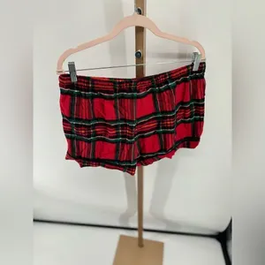 PINK Victoria's Secret Plaid Drawstring Pajama Shorts Size Large Red thumbnail 6