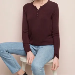 ✨ Brandy Melville Callan burgundy long sleeve✨ thumbnail 6