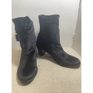 Lindsey Phillips Tara boots‎ 9 1/2 Black Suede Faux Snake Print NEW thumbnail 3