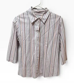 Orvis Button Down Shirt Womens 10 Pink Multi Stripe Excellent‎ 3/4 Sleeve Cotton thumbnail 1