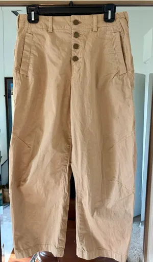Pilcro The Arin Mid-Rise Button-Front Barrel Pants Linen Blend Edition size 29P thumbnail 1