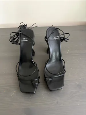Jeffrey Campbell Primadonna strappy lace-up Platform block heels black size 9 thumbnail 4