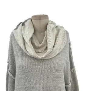 Free People Beach Gray Cowl Neck Split Back Oversized Sweatshirt Size Medium‎ thumbnail 4