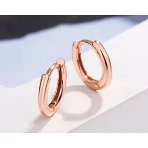 Unisex‎ Hoop Earrings Rose Gold Plated Silver Huggie Hoops, 9mm thumbnail 8