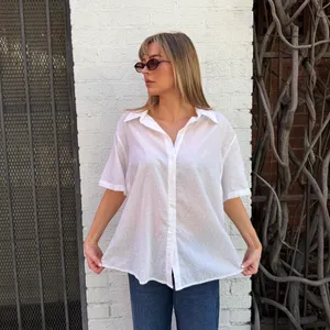 ALC women’s white textured classic button up shirt thumbnail 5