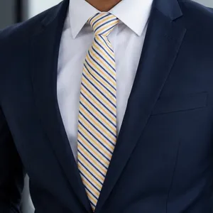 IZOD 100% Silk Blue Yellow White Diagonal Striped Men’s Neck Tie Classic Business thumbnail 1