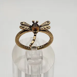 Brass Tone Dragonfly Ring (7) Gold thumbnail 2