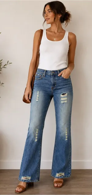 Abercrombie & Fitch Y2K Distressed Bootcut Madison Jeans Blue Denim Grunge Sz 6 thumbnail 1