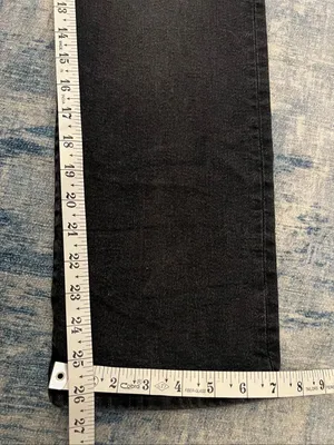 Levi's Faded Black Button Fly High Rise Ribcage Straight Leg Ankle Jeans Size 24 thumbnail 8
