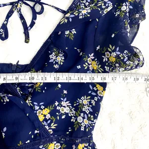 Lulus Spring Sweetheart Navy Blue Floral Flutter Sleeve Mini Dress S thumbnail 8