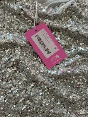 NWT Edikted Silver Sequin Strapless Top thumbnail 7