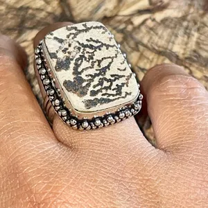 Fossilized German Dendritic Ring Size 7 Brown thumbnail 4