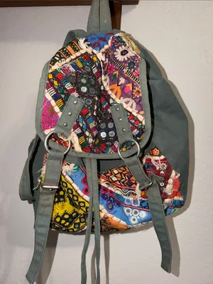 Earthbound Boho Slashed Floral Backpack‎ Hippie Gypsy Fairy Bag Vacation Purse thumbnail 1