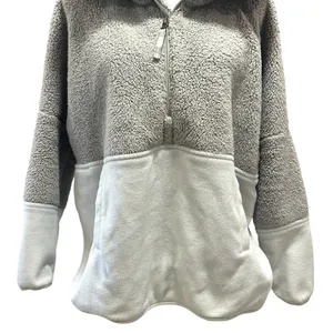 The North Face Women's Gray Cream Colorblock Sherpa Fleece Pullover Jacket S thumbnail 4