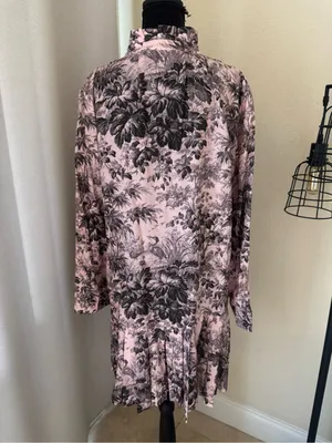 Tuckernuck Pink Toile Print Ruffle Collar Mini Dress Size M Cottagecore thumbnail 10