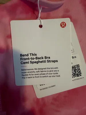 Lululemon Bend this front to back bra cami spaghetti straps A-C Strawberry Smoothie S/M NWT thumbnail 9