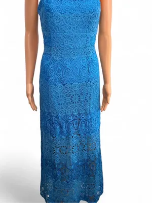 GUESS Blue Lace Maxi Dress - Women. thumbnail 2