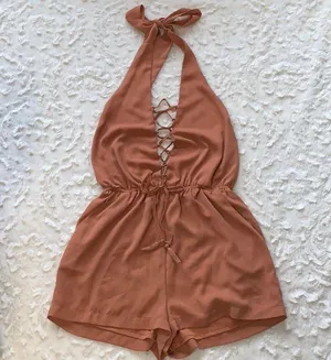 Tie Romper Tan Size M thumbnail 1