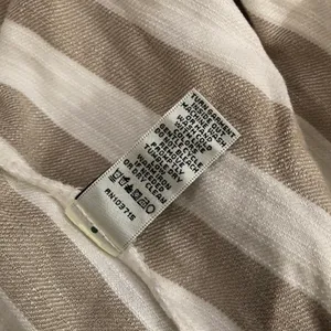 Neiman Marcus Cream Tan White Striped Button Up Down Shirt Mini Summer Dress Front Pockets-Size 8 #Minimalist #Designer #Luxury #Chic Measurement in pics thumbnail 5