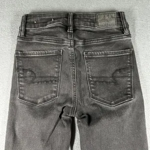 American Eagle Hi-Rise Jeggings Size 00 Regular‎ Black Wash Denim Skinny Jeans thumbnail 10