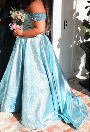 Blue sparkle prom dress Size 16 thumbnail 1