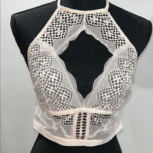 Victoria's Secret Cream Lace Halter Bra thumbnail 1