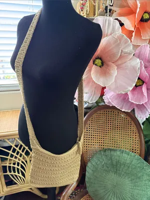 The Sak Natural Tan Crochet Boho Hippie Crossbody Bag thumbnail 2