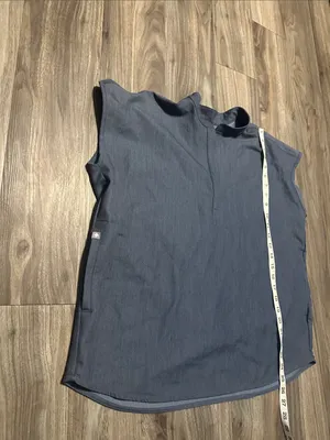 Figs Mandarin Collar Cap Sleeve Top in Slate Blue thumbnail 6