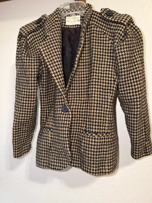Vintage Herringbone Blazer Sports Suit Jacket unisex 80s 90s business office thumbnail 2