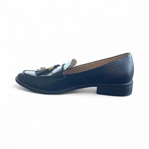 DUNION Women's Bertha Vegan Black Leather Tassel Detail Low Heel Loafer 7 thumbnail 4