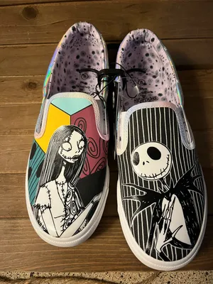 Disney NWT Nightmare Before Christmas ladies size 8.5 slip on shoes Jack and Sally thumbnail 1