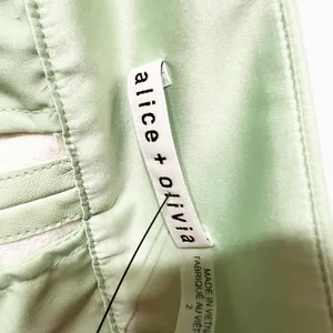 Alice + Olivia Faux Vegan Leather High Waisted Mini Shorts Soft Green 2 thumbnail 2