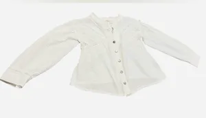 POL White Eyelet Button-Front Blouse thumbnail 1