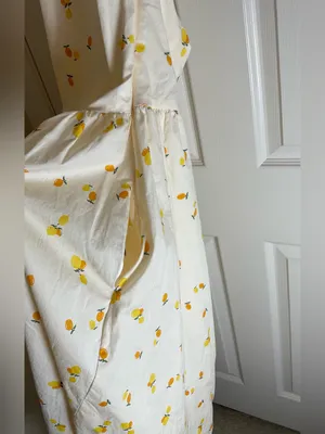 ZARA Lemon Print Halter Midi Dress Cream Yellow NWT Size M thumbnail 5