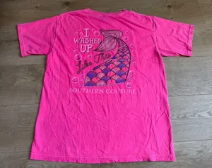 Southern Couture neon pink mermaid washed up like this t-shirt Comfort Colors L thumbnail 1