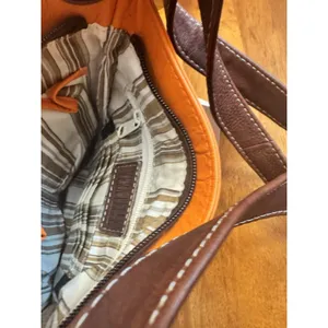 Vera Pelle Florio Bazaar Small Orange/Tan Leather Style Crossbody Bag thumbnail 11