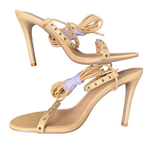 ✨ NEW ShoeDazzle Size 8.5 Nicoletta Nude Beige Studded Strappy Sandals Stilettos Heels $50.00 ✨ thumbnail 3
