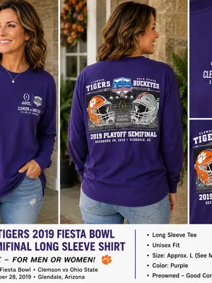 Clemson Tigers Purple 2019 Fiesta Bowl Long Sleeve Tee thumbnail 3